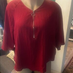 SHEIN Scarlet Textured Blouse with Zipper
